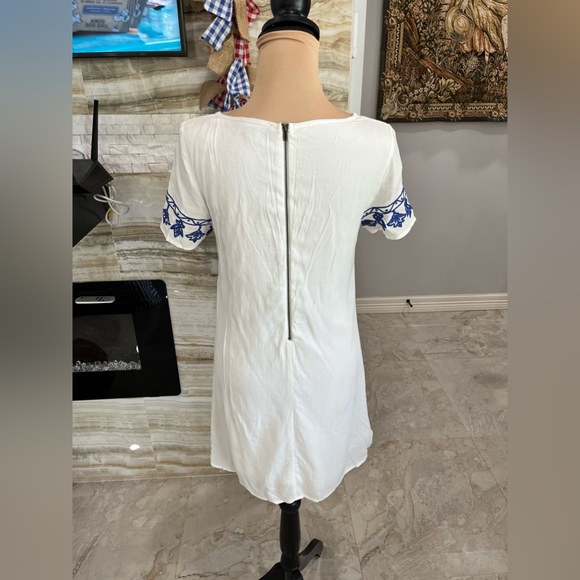 Lulus Tale to Tell Blue and Ivory Embroidered Shift Dress. - Picture 7 of 10